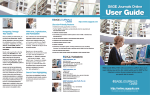 User Guide SAGE Journals Online Librarian-Friendly Features