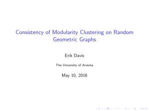 Consistency of Modularity Clustering on Random Geometric Graphs Erik Davis May 10, 2016