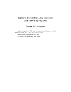 Davar Khoshnevisan Topics in Probability: Lévy Processes Math 7880-1; Spring 2011