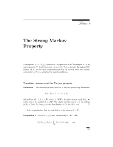 The Strong Markov Property Transition measures and the Markov property