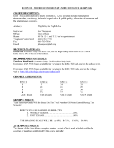 ECON 1B – MICRO ECONOMICS (3 UNITS) DISTANCE LEARNING COURSE DESCRIPTION: