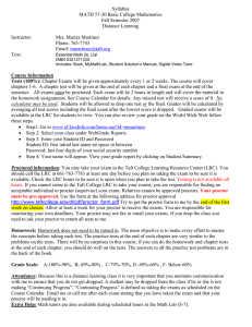 Syllabus MATH 57-30 Basic College Mathematics Fall Semester 2007 Distance Learning