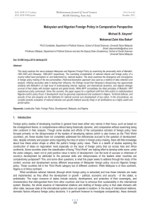 Malaysian and Nigerian Foreign Policy in Comparative Perspective Michael B. Aleyomi