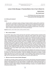 Lukman Al Hakim Messages: A Theoretical Model on How to... Mediterranean Journal of Social Sciences Abdullah Katutu Abur Hamdi Usman