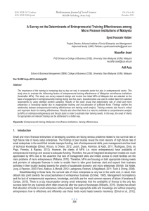 A Survey on the Determinants of Entrepreneurial Training Effectiveness among