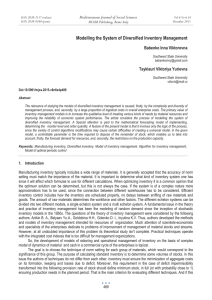 Modelling the System of Diversified Inventory Management Babenko Inna Viktorovna