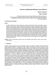 Economic and Mathematic Modeling of Labour Efficiency Marina V. Simonova