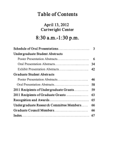 Table of Contents 8:30 a.m.-1:30 p.m. Apr il 13, 2012