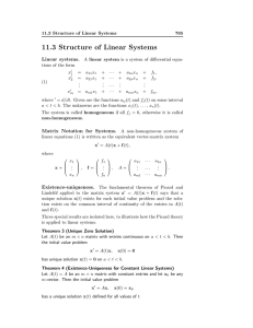 11.3 Structure of Linear Systems Linear systems.