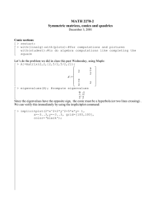 MATH 2270-2 Symmetric matrices, conics and quadrics