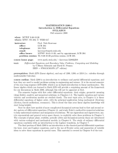 MATHEMATICS 2280-1 Introduction to Differential Equations SYLLABUS Fall semester 2008