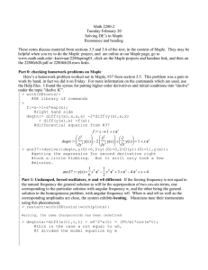 Math 2280-2 Tuesday February 20 Solving DE’s in Maple Resonance and beading