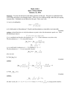 Math 1210-1 Quiz 2 SOLUTIONS January 22, 2016