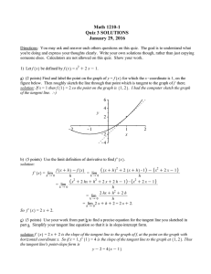 Math 1210-1 Quiz 3 SOLUTIONS January 29, 2016