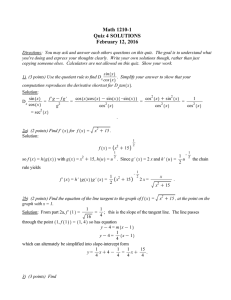 Math 1210-1 Quiz 4 SOLUTIONS February 12, 2016
