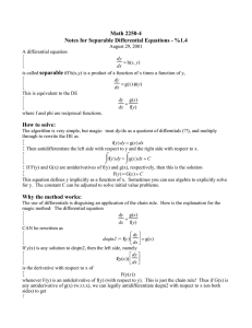 Math 2250-4 Notes for Separable Differential Equations - %1.4 separable