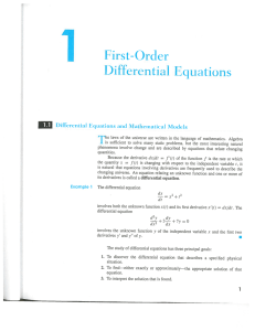 First-Order Differential Equations T Differential Equations and Mathematical Models