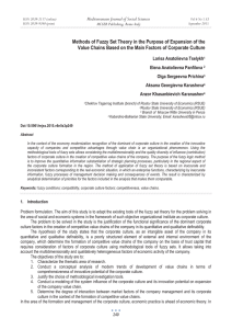 Methods of Fuzzy Set Theory in the Purpose of Expansion... Value Chains Based on the Main Factors of Corporate Culture