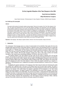 On the Linguistic Situation of the Tatar Diaspora in the... Mediterranean Journal of Social Sciences Guzel Amirovna Nabiullina Alfiya Shavketovna Yusupova