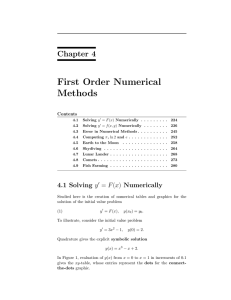 First Order Numerical Methods Chapter 4 Contents
