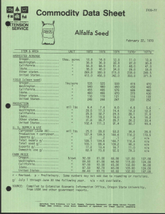 Commodity Sheet Data Alfalfa Seed