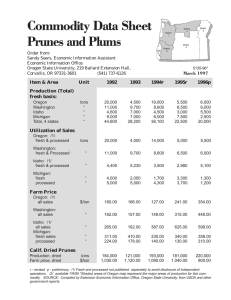 Commodity Data Sheet Prunes and Plums