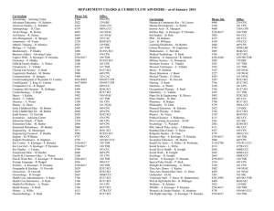 DEPARTMENT CHAIRS &amp; CURRICULUM ADVISORS – as of January 2014