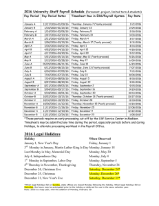 2016 University Staff Payroll Schedule Pay Period  Pay Period Dates