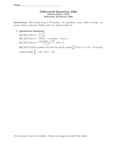 Differential Equations 2280 Name