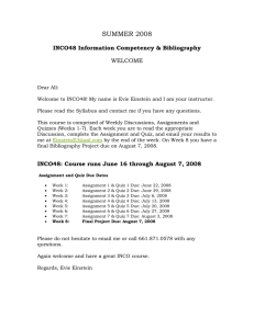 SUMMER 2008  INCO48 Information Competency &amp; Bibliography WELCOME