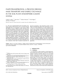 EVAPOTRANSPIRATION: A PROCESS DRIVING MASS TRANSPORT AND ENERGY EXCHANGE IN THE SOIL-PLANT-ATMOSPHERE-CLIMATE