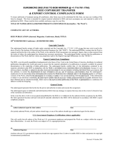 IEEE COPYRIGHT TRANSFER &amp; EXPORT CONTROL COMPLIANCE FORM