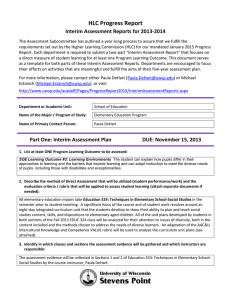 HLC Progress Report Interim Assessment Reports for 2013-2014