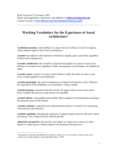Working Vocabulary for the Experience of Aural Architecture www.Blesser.net\downloads\Glossary.pdf