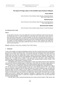 The Impact of Foreign Labour on the Unskilled Labour Demand... Mediterranean Journal of Social Sciences Hussin Abdullah MCSER Publishing, Rome-Italy