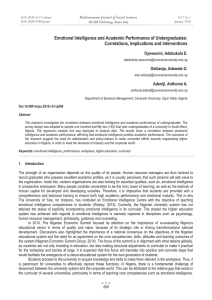 Emotional Intelligence and Academic Performance of Undergraduates: Correlations, Implications and Interventions