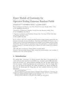 Exact Moduli of Continuity for Operator-Scaling Gaussian Random Fields LI ANG