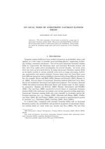 ON LOCAL TIMES OF ANISOTROPIC GAUSSIAN RANDOM FIELDS