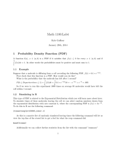 Math 1180:Lab4 1 Probability Density Function (PDF) Kyle Gaffney