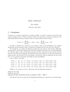 Math 1180:Lab7 1 Covariance Kyle Gaffney