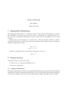 Math 1180:Lab9 1 Exponential Distribution Kyle Gaffney