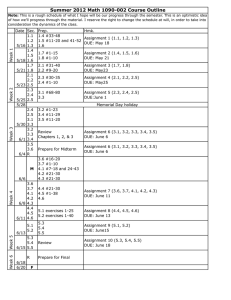 Summer 2012 Math 1090-002 Course Outline