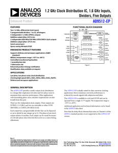 AD9512-EP 1.2 GHz Clock Distribution IC, 1.6 GHz Inputs, Dividers, Five Outputs