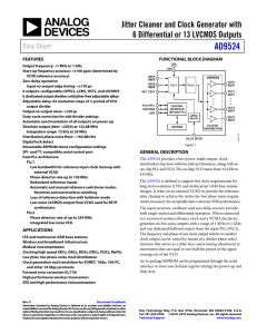 AD9524 Jitter Cleaner and Clock Generator with Data Sheet
