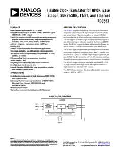 Flexible Clock Translator for GPON, Base Station, SONET/SDH, T1/E1, and Ethernet AD9553