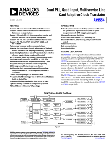 Quad PLL, Quad Input, Multiservice Line Card Adaptive Clock Translator AD9554 Data Sheet