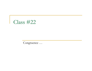 Class #22 Congruence …