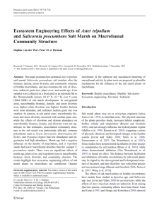 Aster tripolium Ecosystem Engineering Effects of Salicornia procumbens Salt Marsh on Macrofaunal and