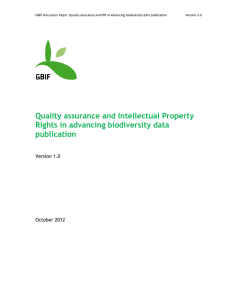 GBIF Discussion Paper: Quality assurance and IPR in advancing biodiversity data publication  Version 1.0 