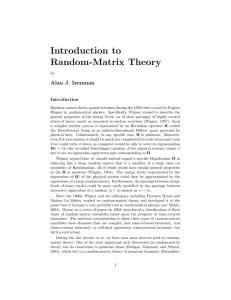 Introduction to Random-Matrix Theory Alan J. Izenman Introduction